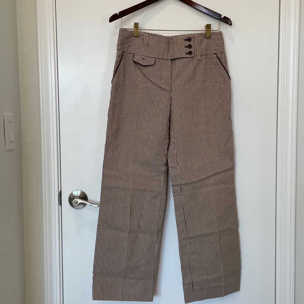 BCBGMaxAzria Brown and White Striped Pants